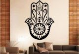 Wall Murals for Living Room India Art Design Hamsa Hand Wall Decal Vinyl Fatima Yoga Vibes Sticker Fish Eye Decals Buddha Home Decor Lotus Pattern Mural Stickers for Walls In Bedrooms