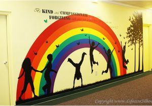 Wall Murals for Sunday School Rooms Children S area Decor Children Playing Wall Silhouette