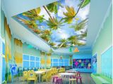 Wall Murals From Your Photos 3d Ceiling Murals Wallpaper Custom Non Woven Mural 3d Wall Murals Wallpaper for Walls Summer Coconut Palm Trees Blue Sky White Clouds Hd