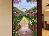 Wall Murals Garden Scenes 3d Flowers Garden Bridge Arch Corridor Entrance Wall Mural Decals