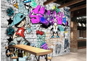 Wall Murals Graffiti Style Us $30 72 Custom Fashion Mural Trend Street Art Graffiti Decorative Wallpaper Hip Hop Brick Wall Tea Restaurant Background Wallpaper In