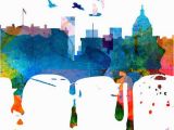 Wall Murals In Maryland Washington Dc Skyline Watercolor Washington Dc Map