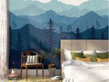 Wall Murals Nature Scenes Blue Ombré Mountain Mural Wallpaper