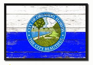 Wall Murals orlando Fl orlando City Florida State Shabby Chic Flag Canvas Print Home Decor Wall Art Collectible Decoration Artwork Gifts Black Frame 13" X 19"