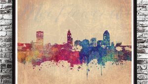 Wall Murals Raleigh Nc Vintage Raleigh Nc City Skyline Watercolor Style Print