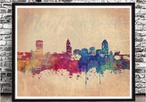 Wall Murals Raleigh Nc Vintage Raleigh Nc City Skyline Watercolor Style Print