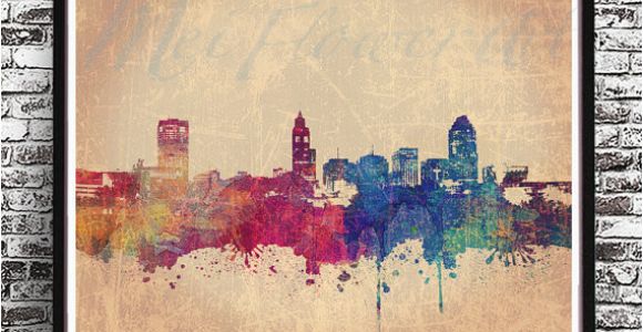 Wall Murals Raleigh Nc Vintage Raleigh Nc City Skyline Watercolor Style Print