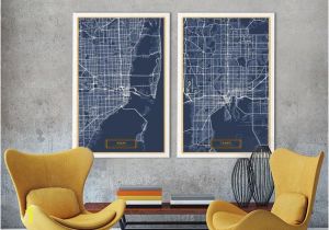 Wall Murals Tampa Fl 2 Maps Set Miami Tampa Florida Canvas Map Wall Art City Map Canvas Street Map Poster Ready to Hang Jack Travel