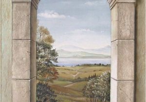 Wall Murals Trompe L Oeil Arched Window with Dove