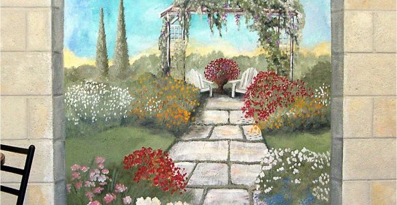 Wall Murals Tuscan Scenes Garden Mural On A Cement Block Wall Colorful Flower Garden Mural