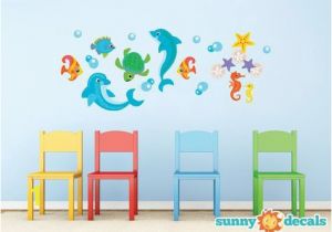 Wall Murals Under the Sea Dolphin Fabric Wall Decals Under the Sea theme with Fish