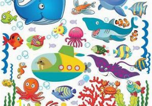 Wall Murals Under the Sea Fish Wall Stickers for Kids Under the Sea Wall Decals for toddlers’ Bathroom