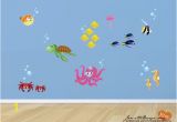 Wall Murals Under the Sea Kids Wall Decals Colorful Fish Fabric Wall Decals Ocean