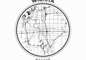 Wall Murals Wichita Ks T Shirt Map Badge Of Wichita Kansas