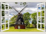 Wall Murals Window Scene Amazon Greathomeart Modern Window Scenes Windmill 3d Wall