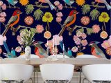 Wall Of Birds Mural Floral Birds 9 8 L X 94" W 6 Panel Wall Mural Floral Birds