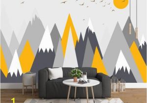 Wall Of Birds Mural Grey Geometry Mountain Wallpaper Abstract Mountain with