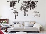 Wall Size World Map Mural Big Letters World Map Wall Sticker Decals Removable World Map Wall Sticker Murals Map Of World Wall Decals Vinyl Art Home Decor