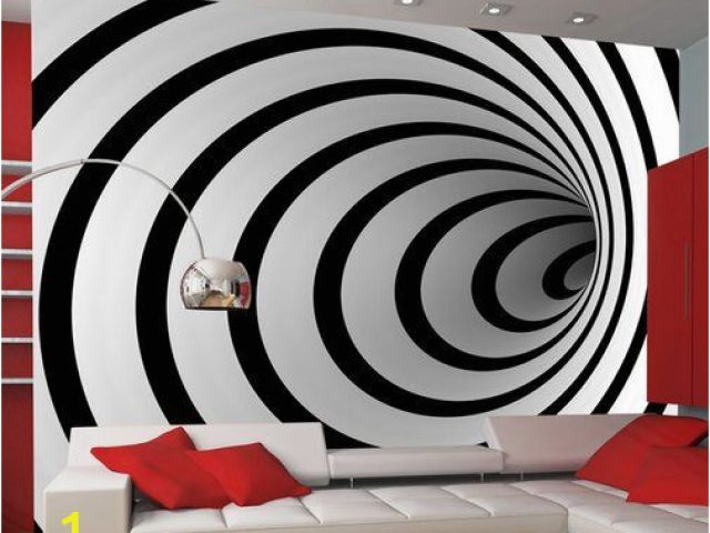 Wall Sized Mural Posters Black White 3d Tunnel 3 09m X 400cm Wallpaper ...