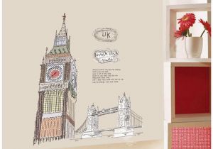 Wall Stickers Mural Removable 60 90cm Colorful London Big Ben Wall Decal Removable Cartoon