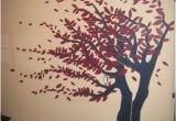 Wall Tree Mural Painting Burgundy and Navy Tree Mural In 2019