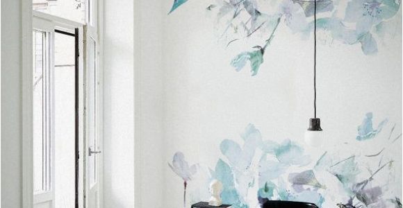 Wallpaper and Wall Murals Blue Vintage Spring Floral Wallpaper Watercolor Wallpaper