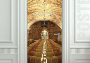 Wallpaper Murals for Doors Wall Door Sticker Wine Cellar Rows Of Barrels Mural by Pulaton