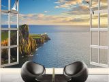 Wallpaper Murals Window Scenes Custom 3d Wallpaper Murals Hd Window Seaview Wall Painting