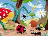 Walltastic Paradise Beach Wall Mural Cartoon forest Life Insects Mushroom Wall Mural Non Woven Wallpaper