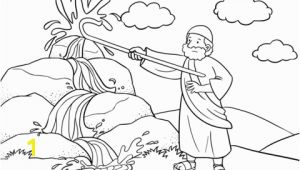 Water From the Rock Coloring Page Moses Strikes the Rock with His Staff Coloring Page