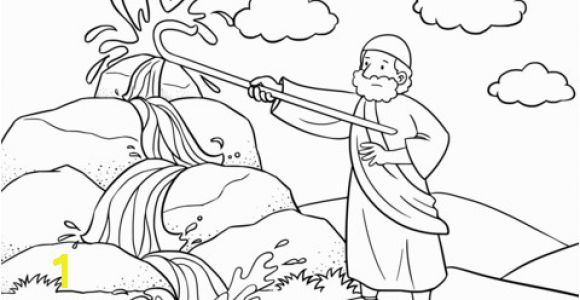 Water From the Rock Coloring Page Moses Strikes the Rock with His Staff Coloring Page