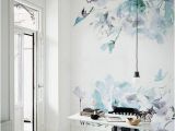 Watercolor Wall Mural Diy Blue Vintage Spring Floral Wallpaper Watercolor Wallpaper