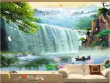 Waterfall Murals for Walls Custom Wallpaper Waterfalls 3d Stereoscopic Waterfalls