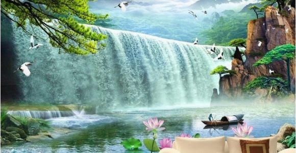 Waterfall Murals for Walls Custom Wallpaper Waterfalls 3d Stereoscopic Waterfalls