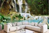 Waterfall Wall Murals Cheap 3d forest Waterfall Wallpaper Lake and Bridge Wall