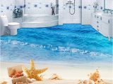 Waterproof Bathroom Murals Custom Mural Wallpaper 3d Beach Sea Wave Painting Sticker