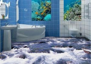 Waterproof Bathroom Murals Custom Mural Wallpaper 3d Little Brook Bathroom Floor Pvc Waterproof