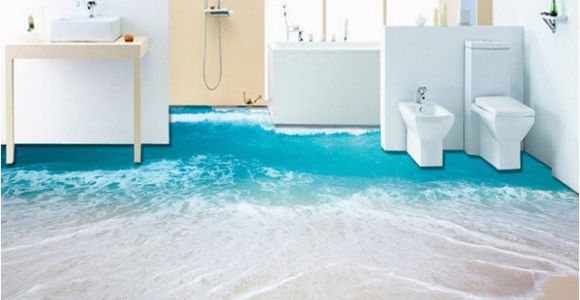 Waterproof Bathroom Murals Pvc Self Adhesive Waterproof 3d Floor Murals Sea Wave Bathroom