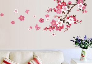 Weatherproof Garden Wall Murals 120x50cm Cherry Blossom Flower Wall Stickers Waterproof Living Room