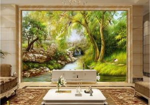 Weeping Willow Wall Mural Beibehang Wallpaper Riverside Weeping Willow Landscape Hand