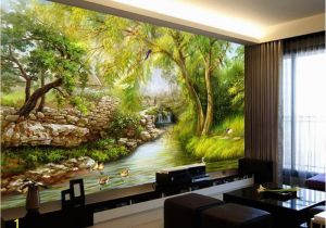 Weeping Willow Wall Mural Beibehang Wallpaper Riverside Weeping Willow Landscape Hand