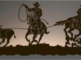 Western Cowboy Wall Murals Team Roper Cowboys Back Lit Wall Art 42 Inch