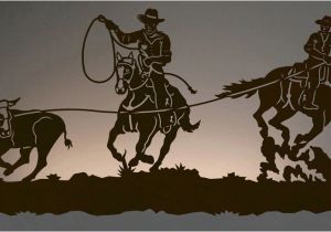 Western Cowboy Wall Murals Team Roper Cowboys Back Lit Wall Art 42 Inch