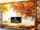 Western Wallpaper Murals Custom Retail Gold Swan Lake sofa Background Wall Sunset West Red