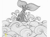 Whale Adult Coloring Pages Whale Tail In the Wavy Ocean Lines Art for Adult Coloring