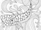 Whale Adult Coloring Pages Zentangle Whale In Waves Freehand Sketch for Adult