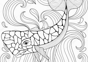 Whale Adult Coloring Pages Zentangle Whale In Waves Freehand Sketch for Adult