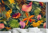 What is Wall Mural Painting Custom Wall Mural Tropical Rainforest Plant Flowers Banana