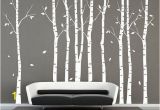 White Birch Wall Mural Pin On Black and White