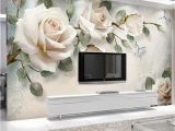 White Flower Wall Mural 3d Custom Modern Wallpaper Mural Painting White Rose Flowers for Living Room Bedroom Tv Background Floral Home Decor Paper Free High Res